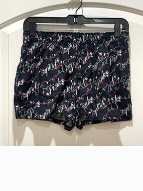 New Victoria's Secret Pink XS Black Christmas Holiday Lights Pajama Shorts NWT
